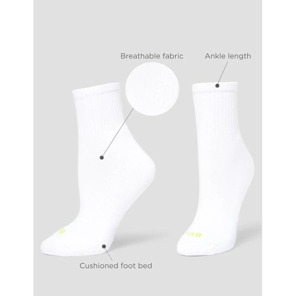 Women's White 6-pack Imported Knit Mini Crew Socks
